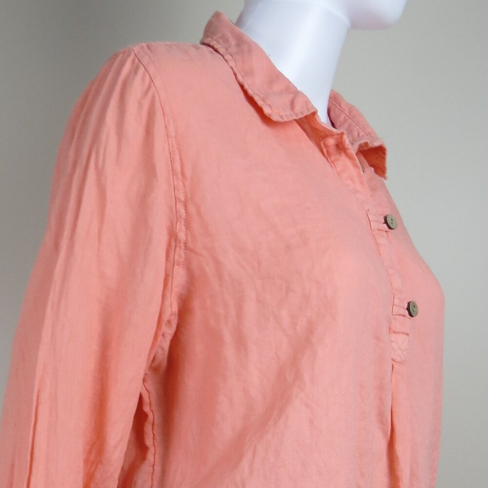 Sigrid Olsen 100% Linen Tunic Top Size Large Peac… - image 6